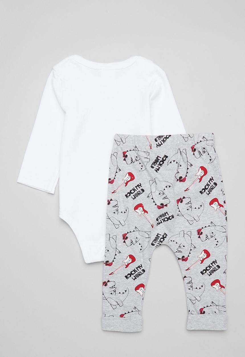 Pop Candy - Bodyvest and legging set - white & grey 