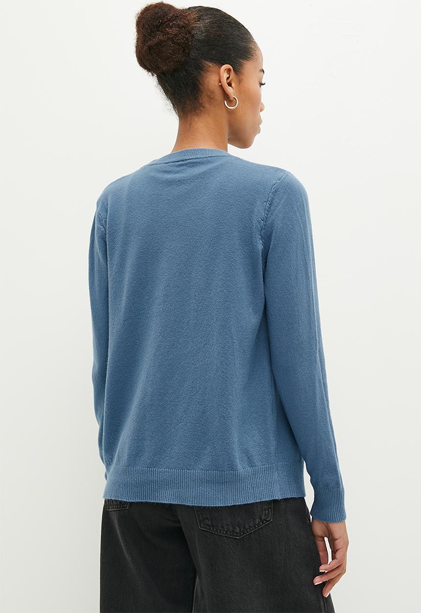 dailyfriday - Crew neck cardigan - blue