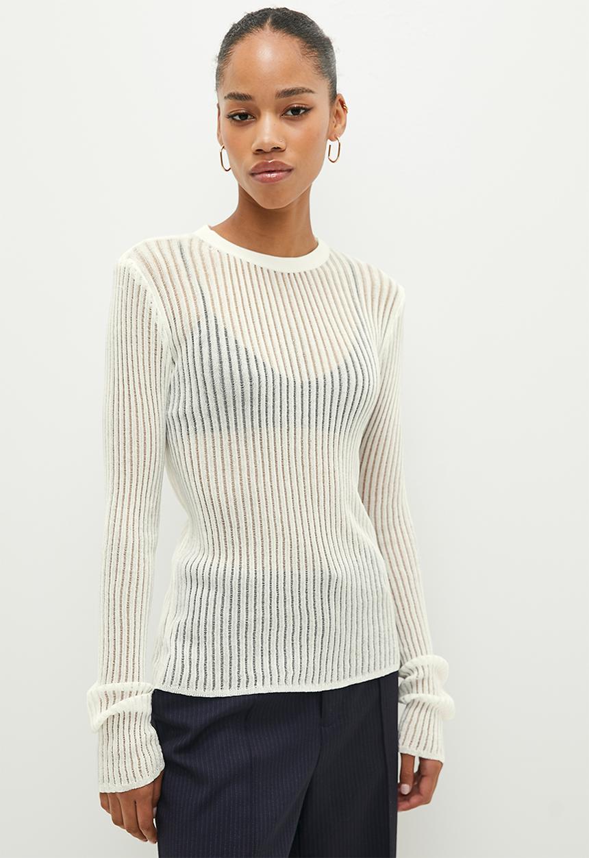 dailyfriday - Sheer knitted top - ecru