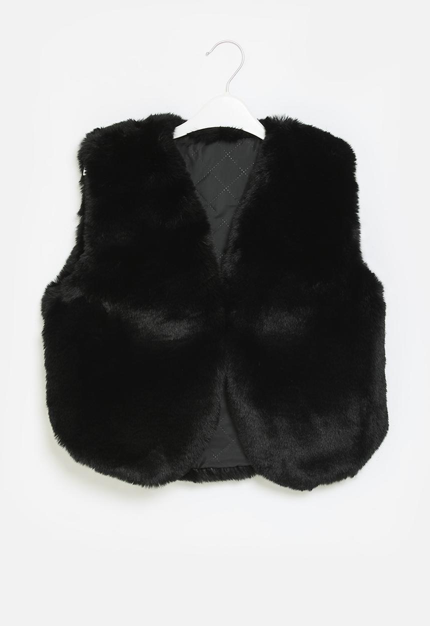 Pop Candy - Faux fur gilet - black