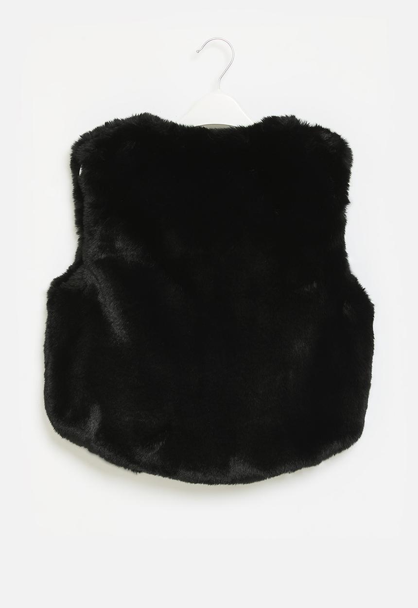 Pop Candy - Faux fur gilet - black