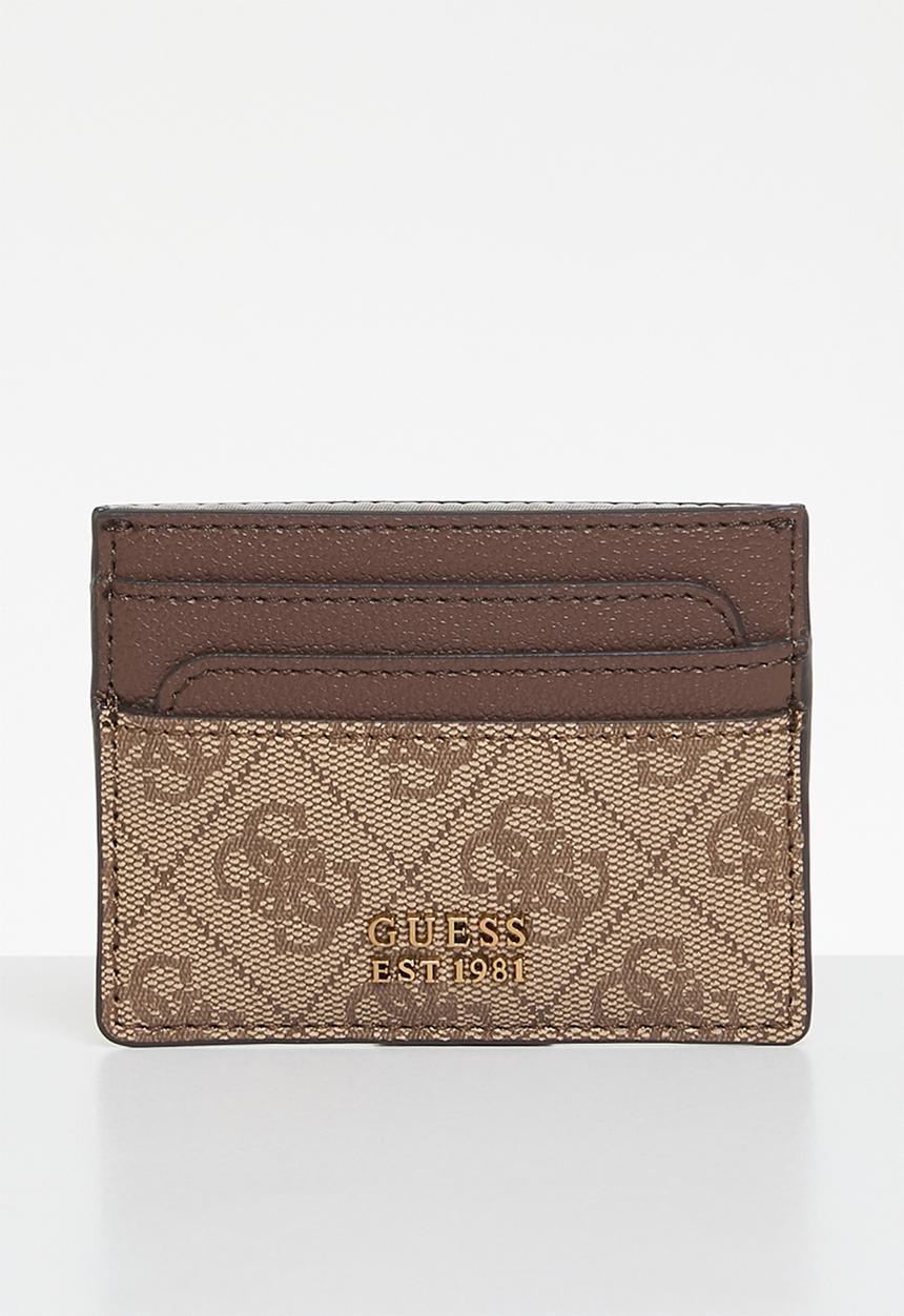 GUESS - Nell logo slg card holder - brown & tan