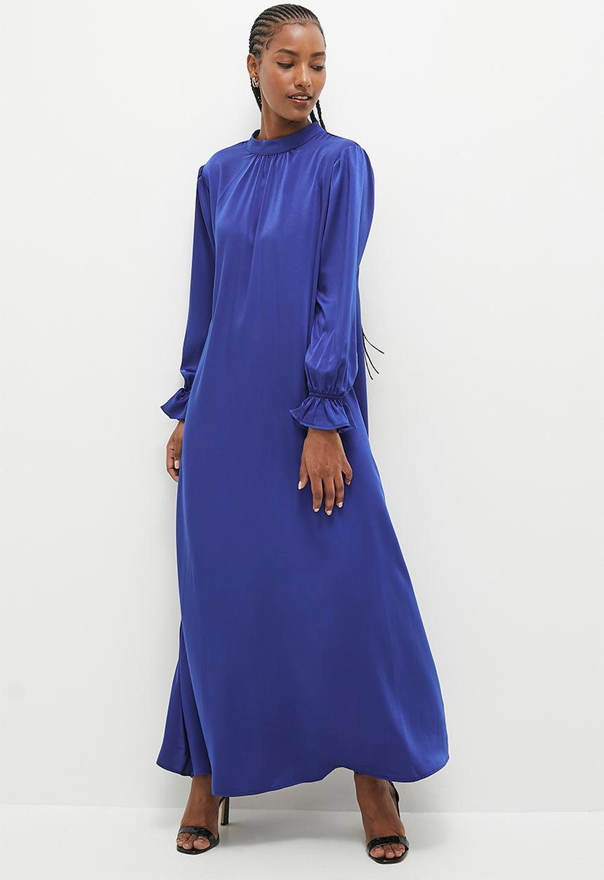 edit - Dramatic bell sleeve maxi dress - blue