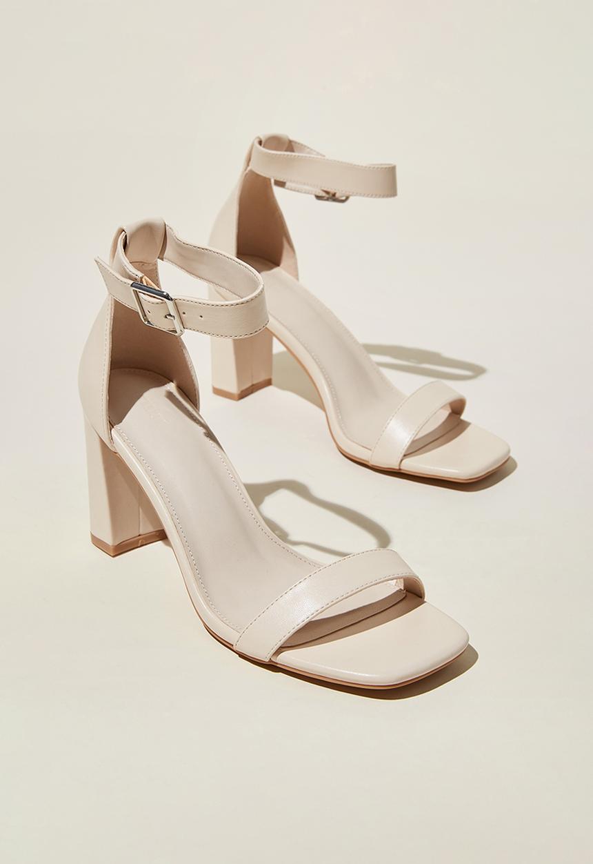 Cotton On - Matilda ankle strap block heel - nude vegan leather
