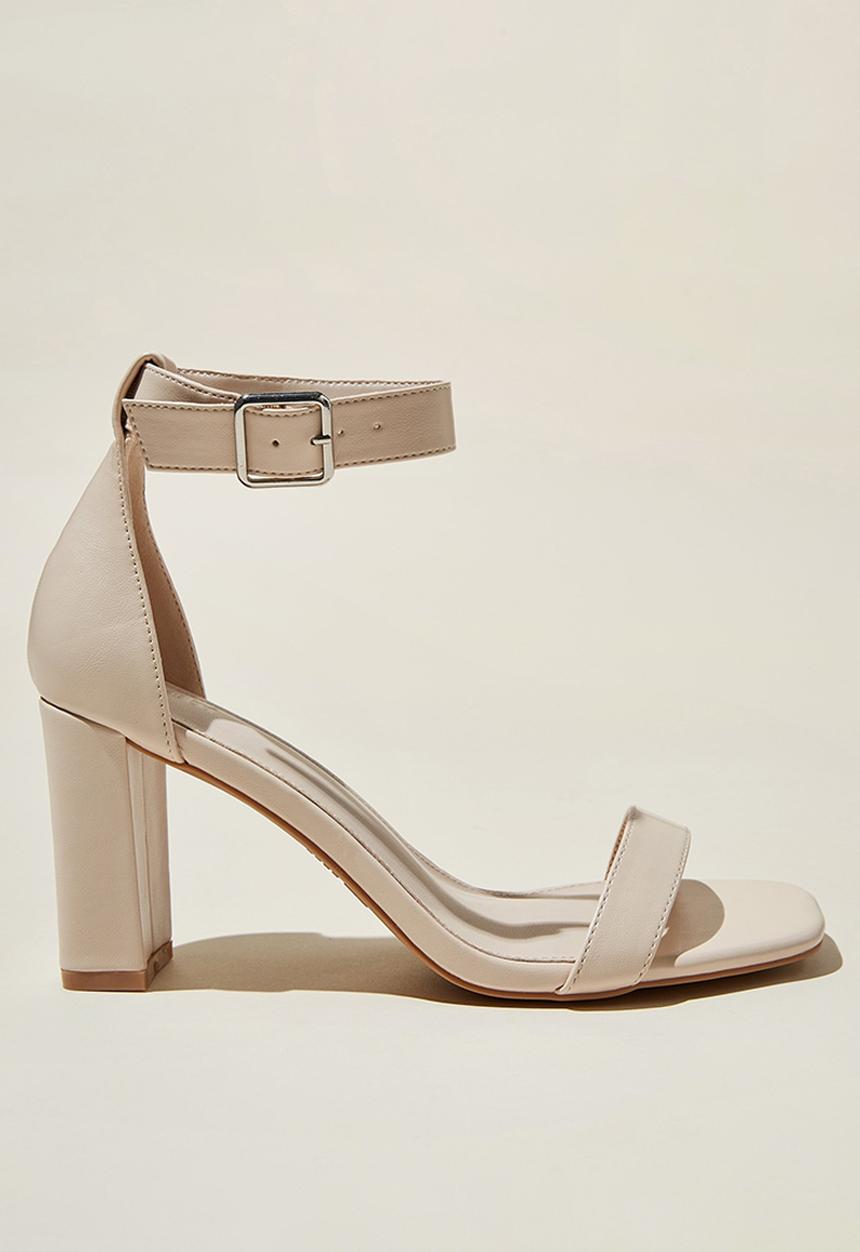Cotton On - Matilda ankle strap block heel - nude vegan leather