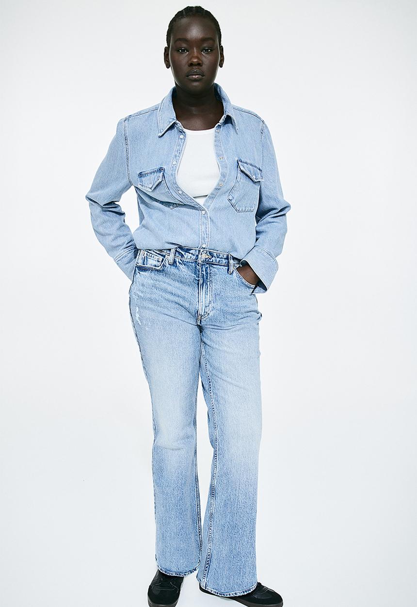 H&M - Curvy fit bootcut high jeans - blue
