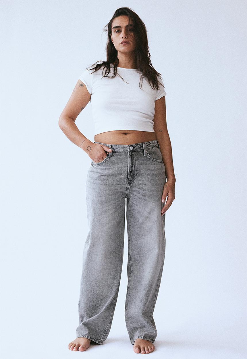 H&M - Baggy high jeans - grey