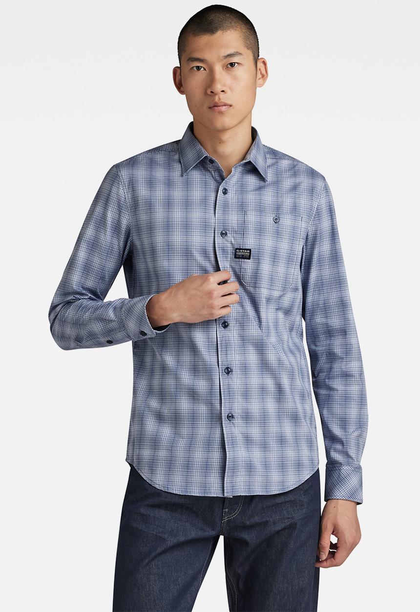 G-STAR - Bristum 2.0 Slim Shirt l\s Digit flannel check  - vintage indigo liam check