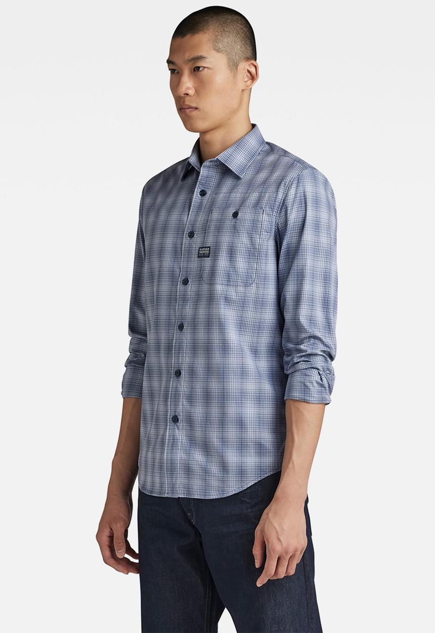 G-STAR - Bristum 2.0 Slim Shirt l\s Digit flannel check  - vintage indigo liam check
