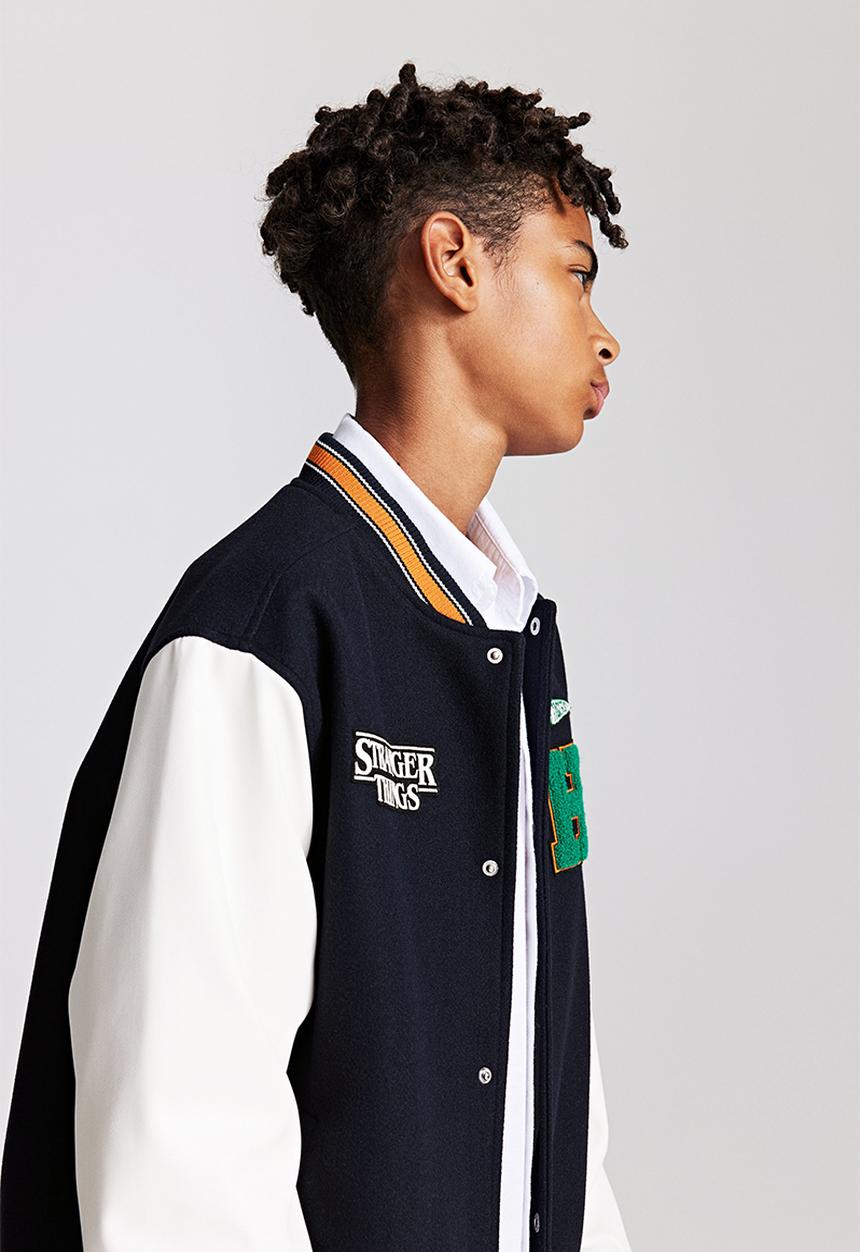 H&M - Appliquéd baseball jacket - dark blue stranger things