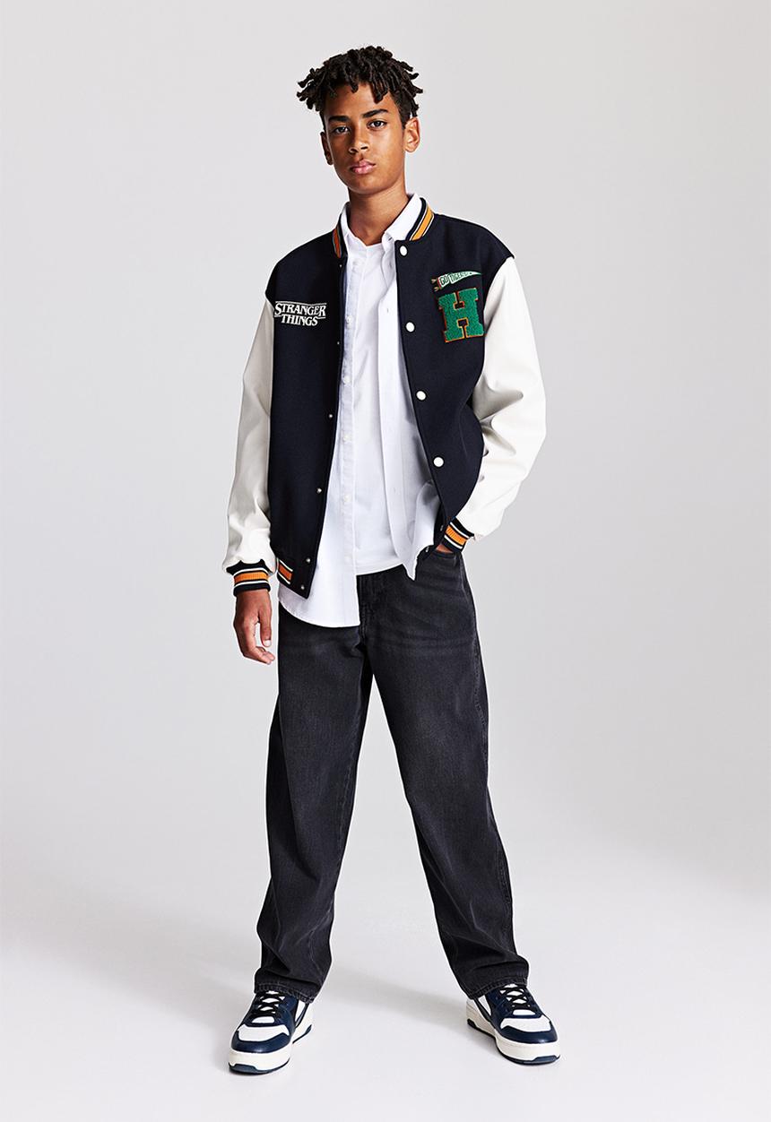 H&M - Appliquéd baseball jacket - dark blue stranger things