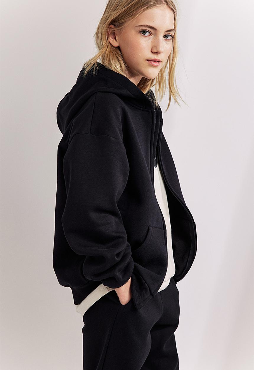 H&M - Oversized zip-through hoodie - black