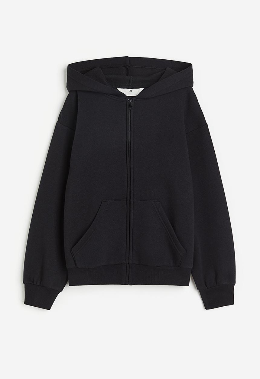 H&M - Oversized zip-through hoodie - black