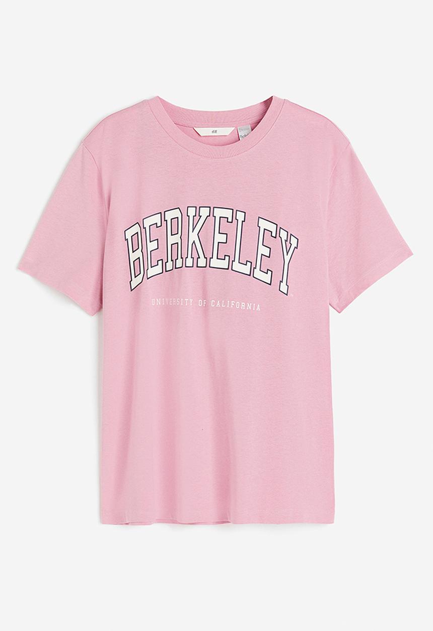 H&M - T-shirt with a motif - light pink/berkeley university