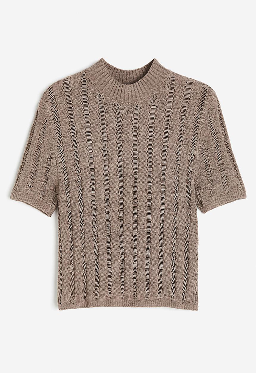 H&M - Ladder-stitch-look knitted top - beige