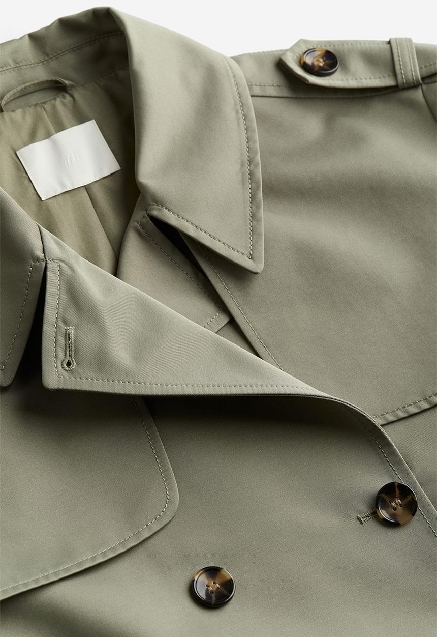 H&M - Double-breasted trench coat - khaki green 