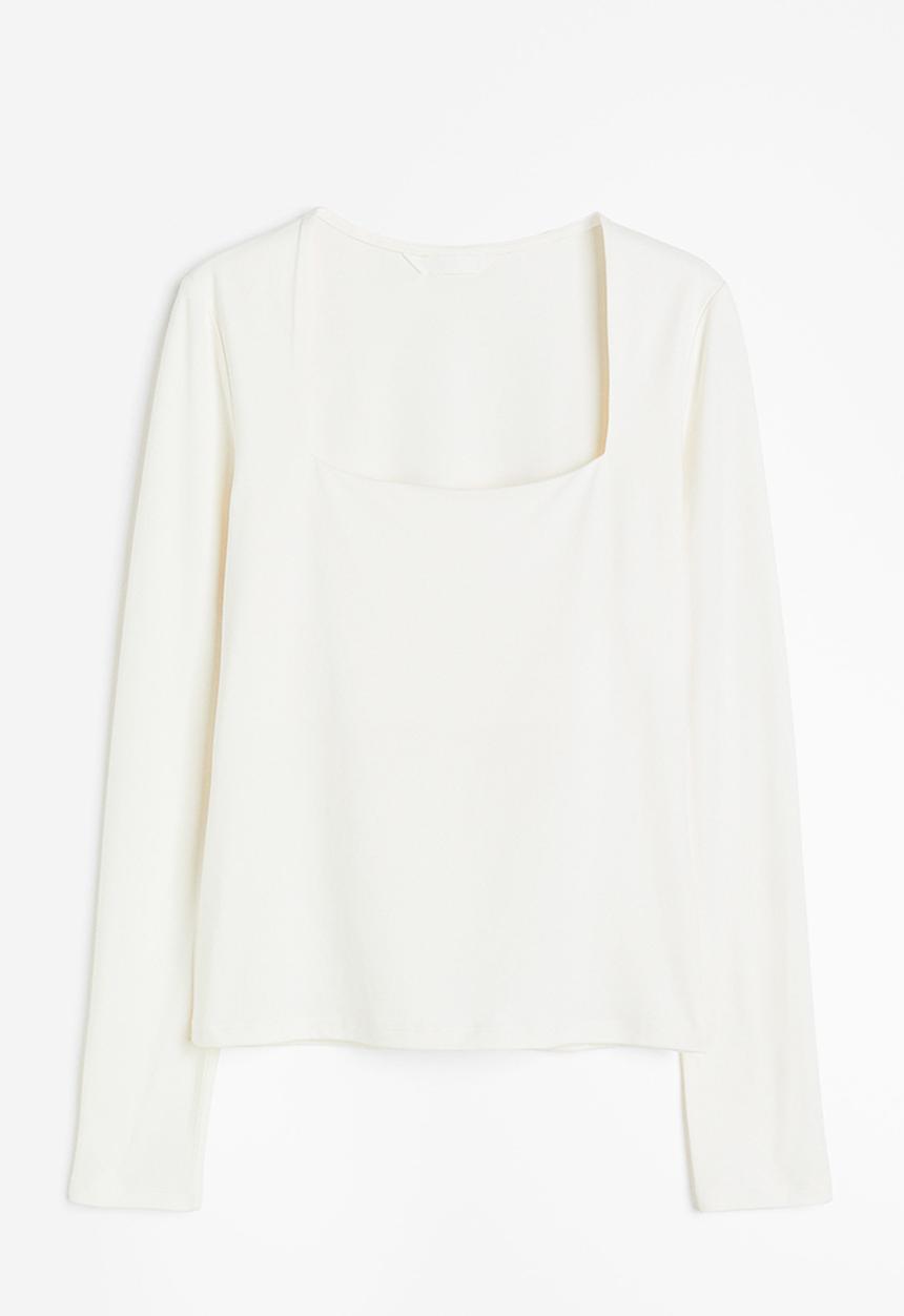 H&M - Long-sleeved jersey top - white