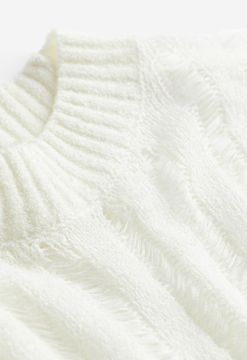 H&M - Ladder-stitch-look knitted top - white