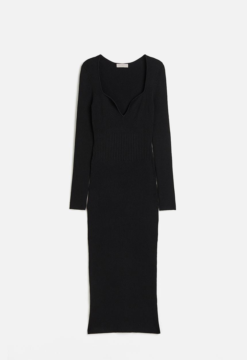 H&M - Rib-knit bodycon dress - black