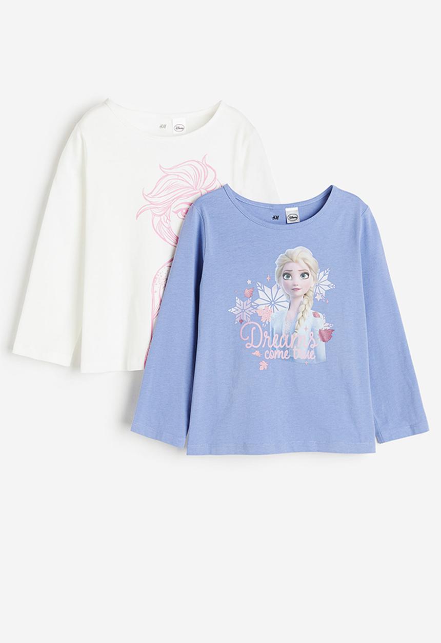 H&M - 2-pack long-sleeved jersey tops - blue frozen