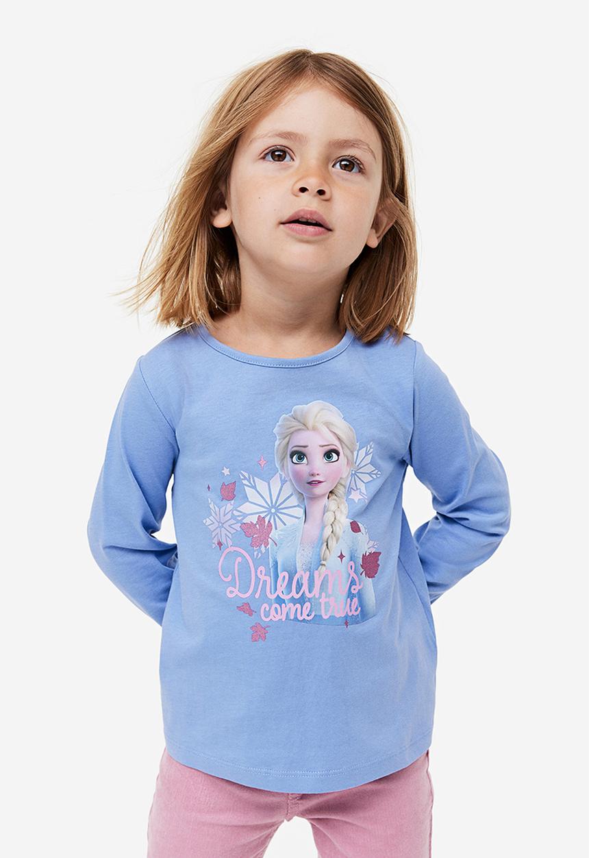 H&M - 2-pack long-sleeved jersey tops - blue frozen