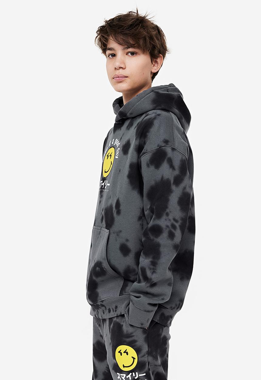 H&M - Motif-detail hoodie - grey multi