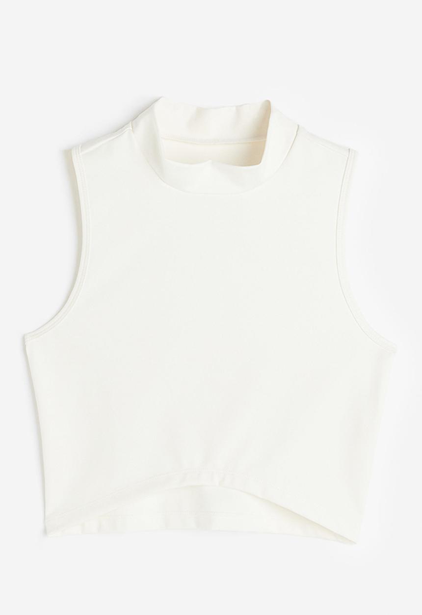 H&M - Drymove™ cropped sports top - cream
