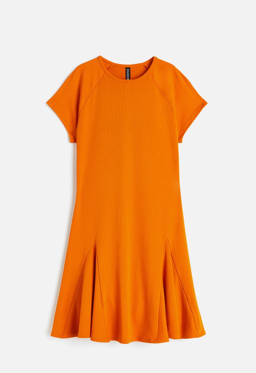 H&M - Godet-pleated jersey dress - orange