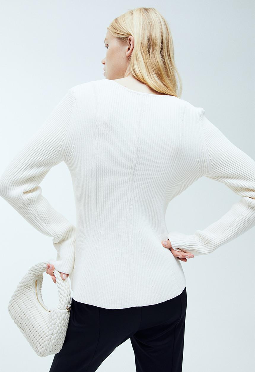 H&M - Rib knit top - white