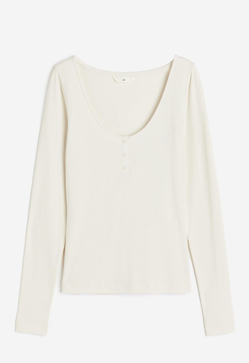 H&M - Henley top - white