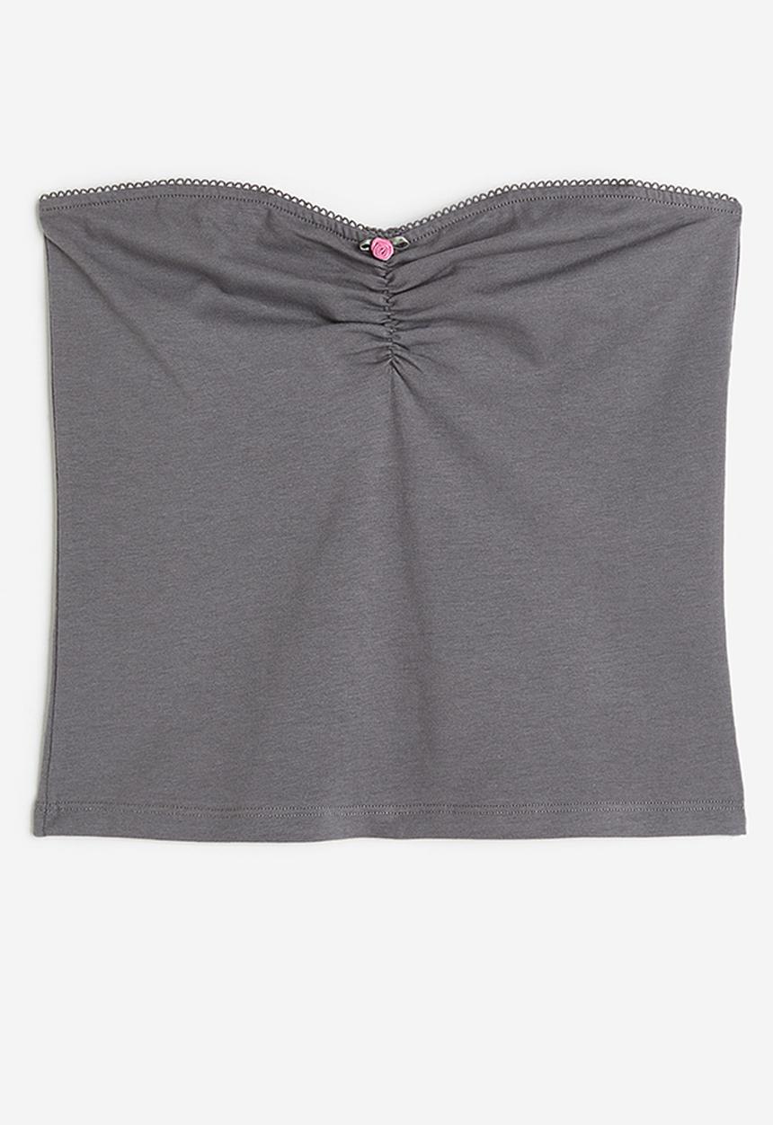 H&M - Cotton tube top - dark grey