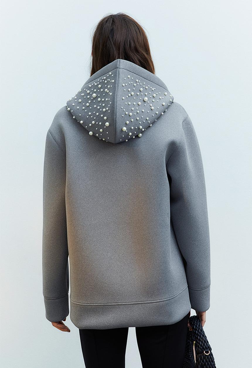 H&M - Bead-decorated hoodie - grey