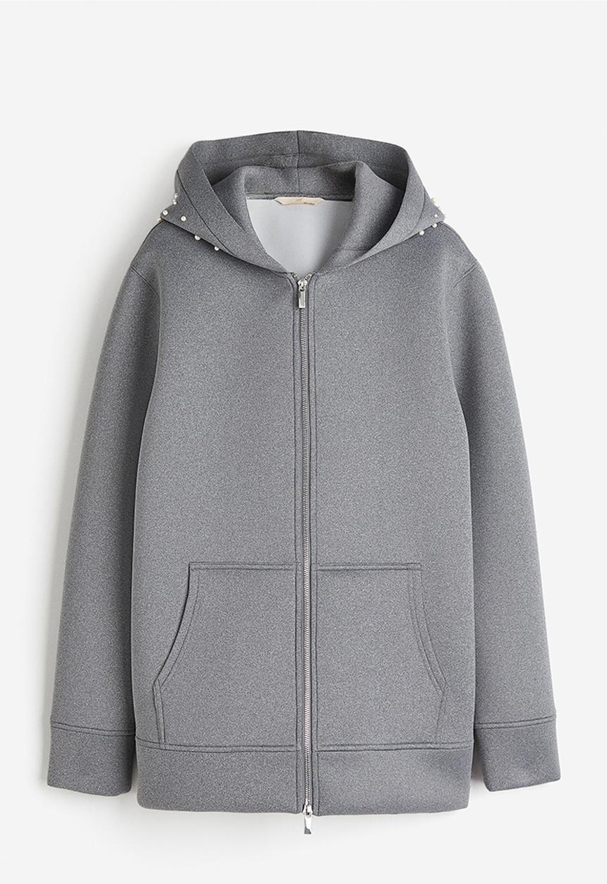H&M - Bead-decorated hoodie - grey