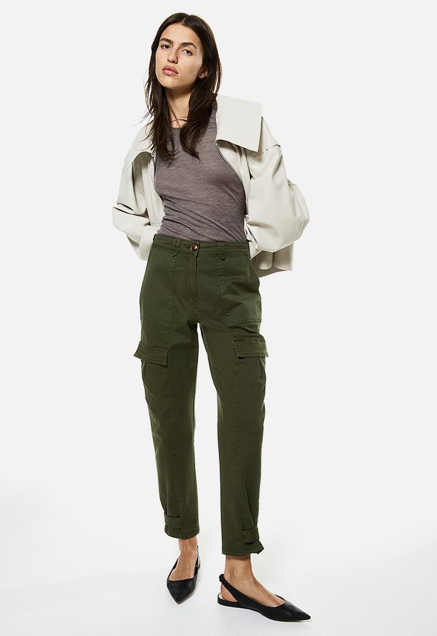 H&M - Utility trousers - dark green 