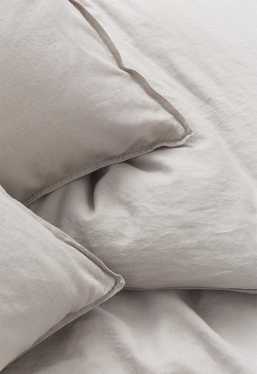 H&M - Linen-blend double/king size duvet cover set - beige & grey