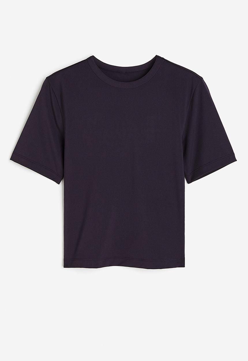 H&M - Drymove™ cropped sports top - dark plum