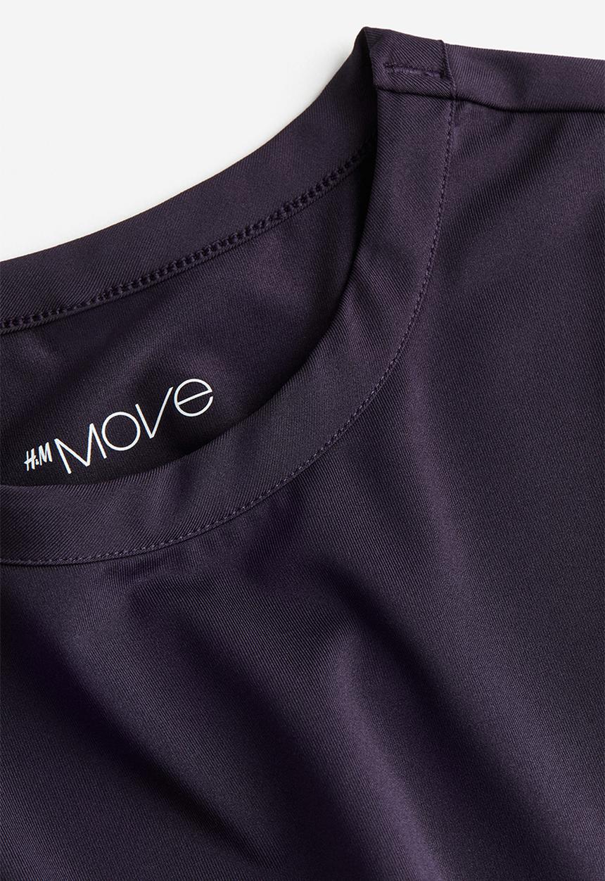 H&M - Drymove™ cropped sports top - dark plum
