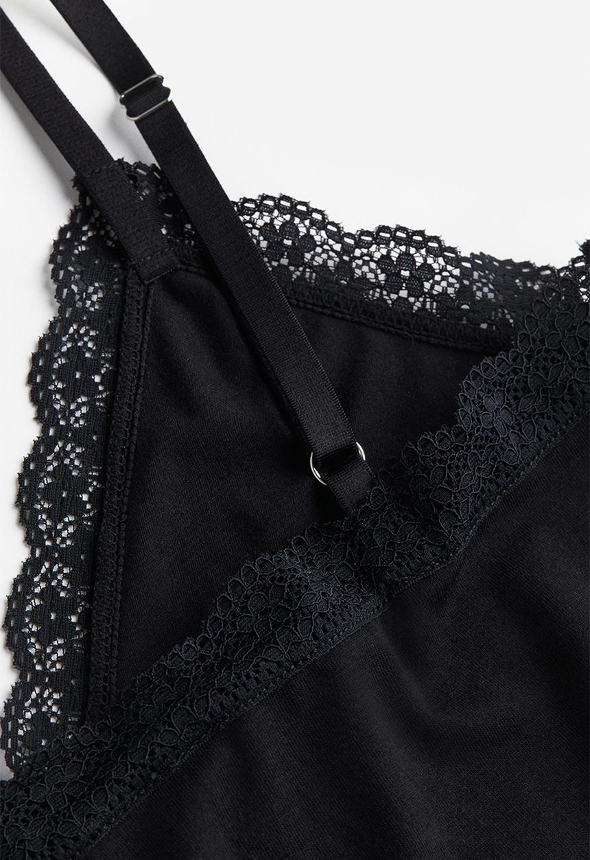 H&M - Lace trimmed strappy top - black