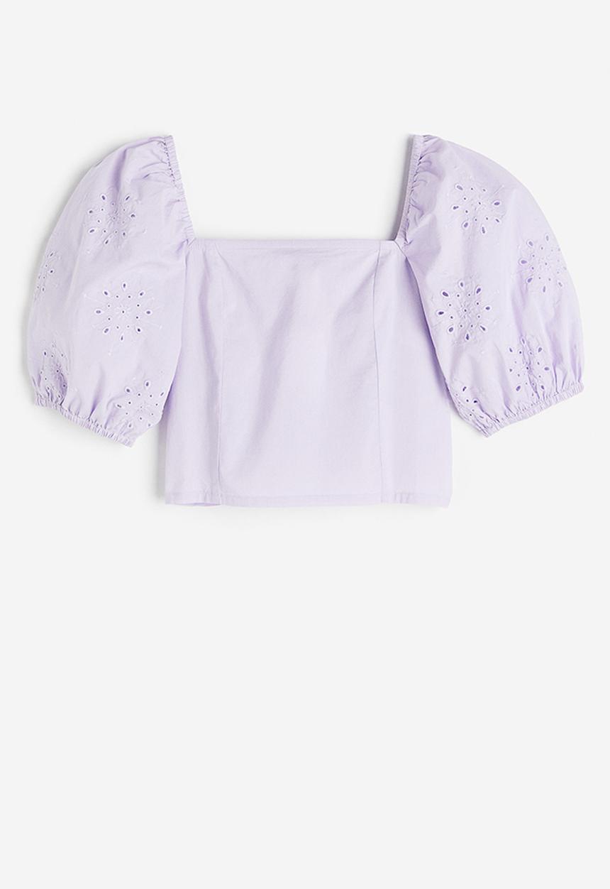 H&M - Puff-sleeved blouse - lilac