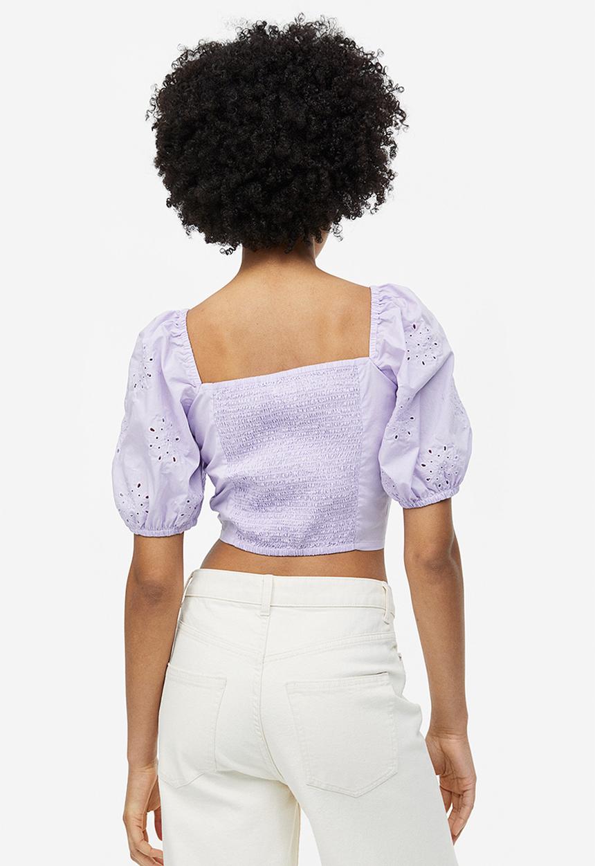 H&M - Puff-sleeved blouse - lilac