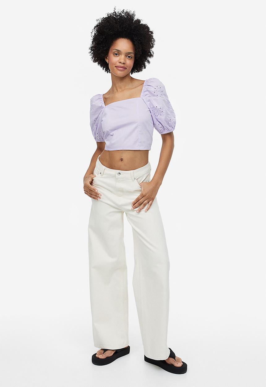 H&M - Puff-sleeved blouse - lilac