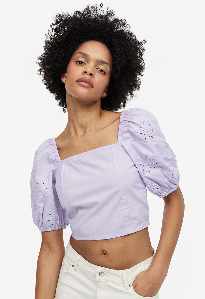 H&M - Puff-sleeved blouse - lilac