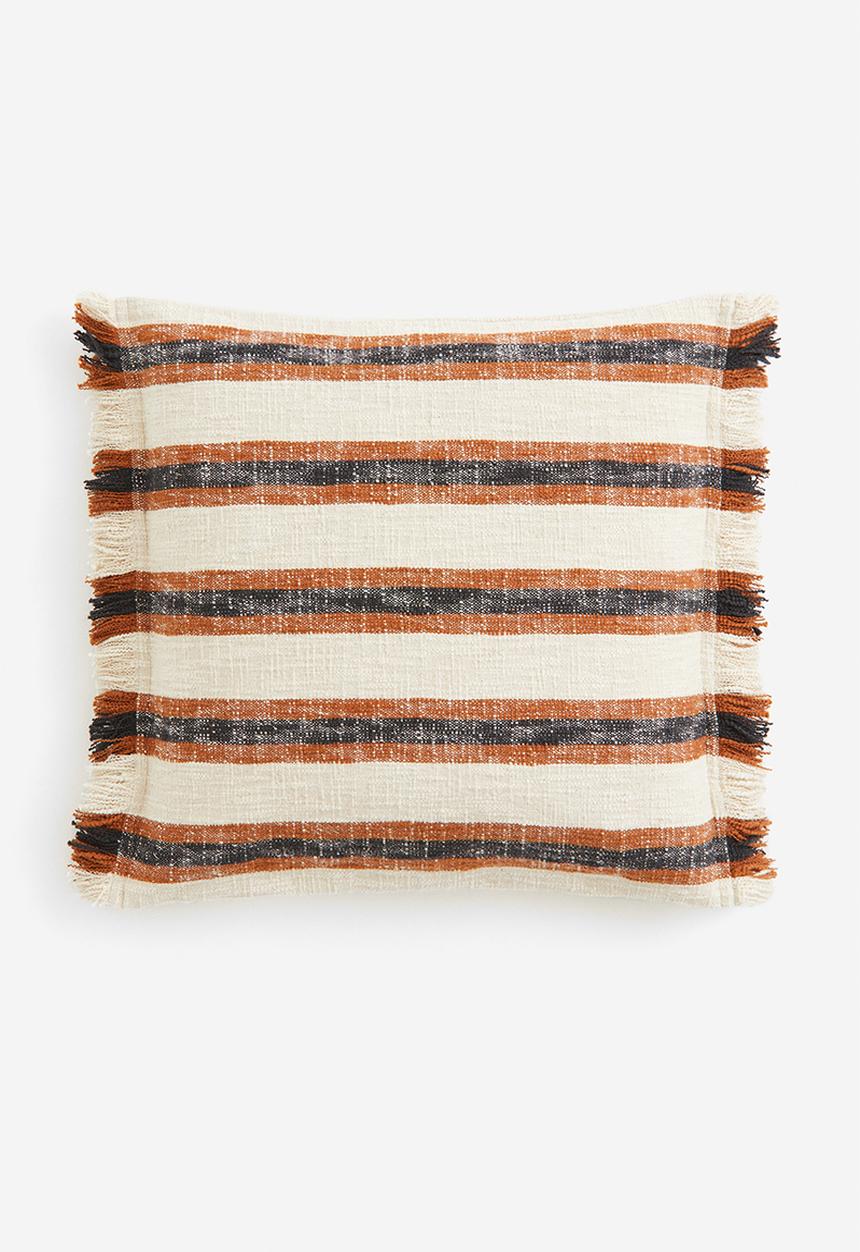 H&M - Fringed cushion cover - beige striped
