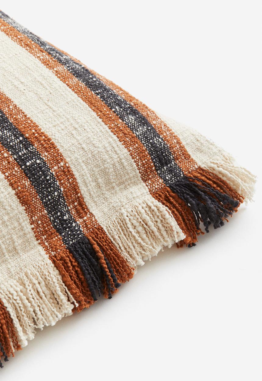 H&M - Fringed cushion cover - beige striped
