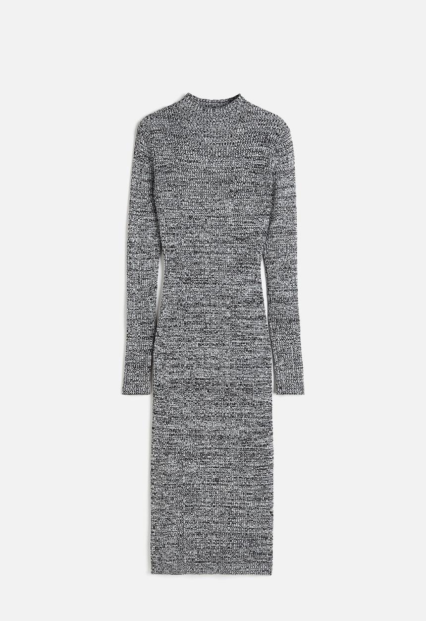 H&M - Rib-knit turtleneck dress - dark grey marl