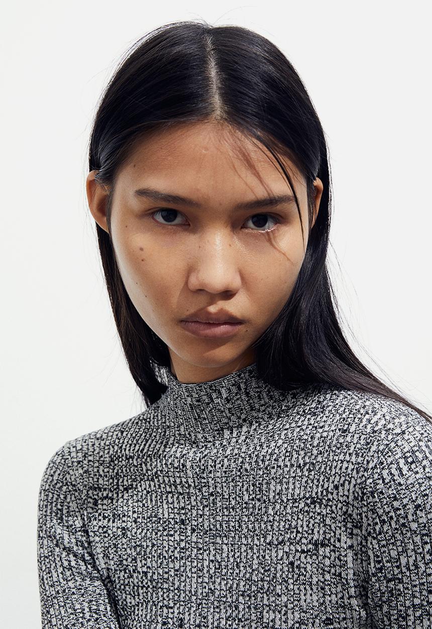 H&M - Rib-knit turtleneck dress - dark grey marl