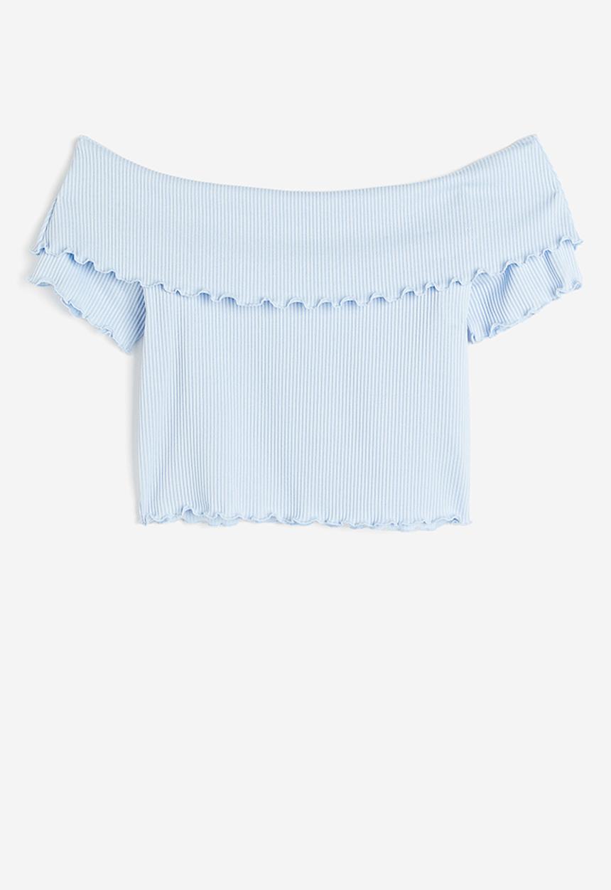 H&M - Ribbed off-the-shoulder top - blue