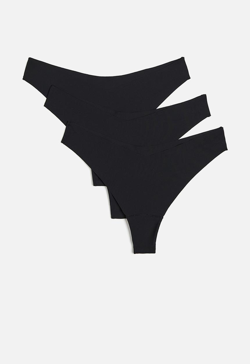 H&M - 3-Pack invisible thong briefs - black