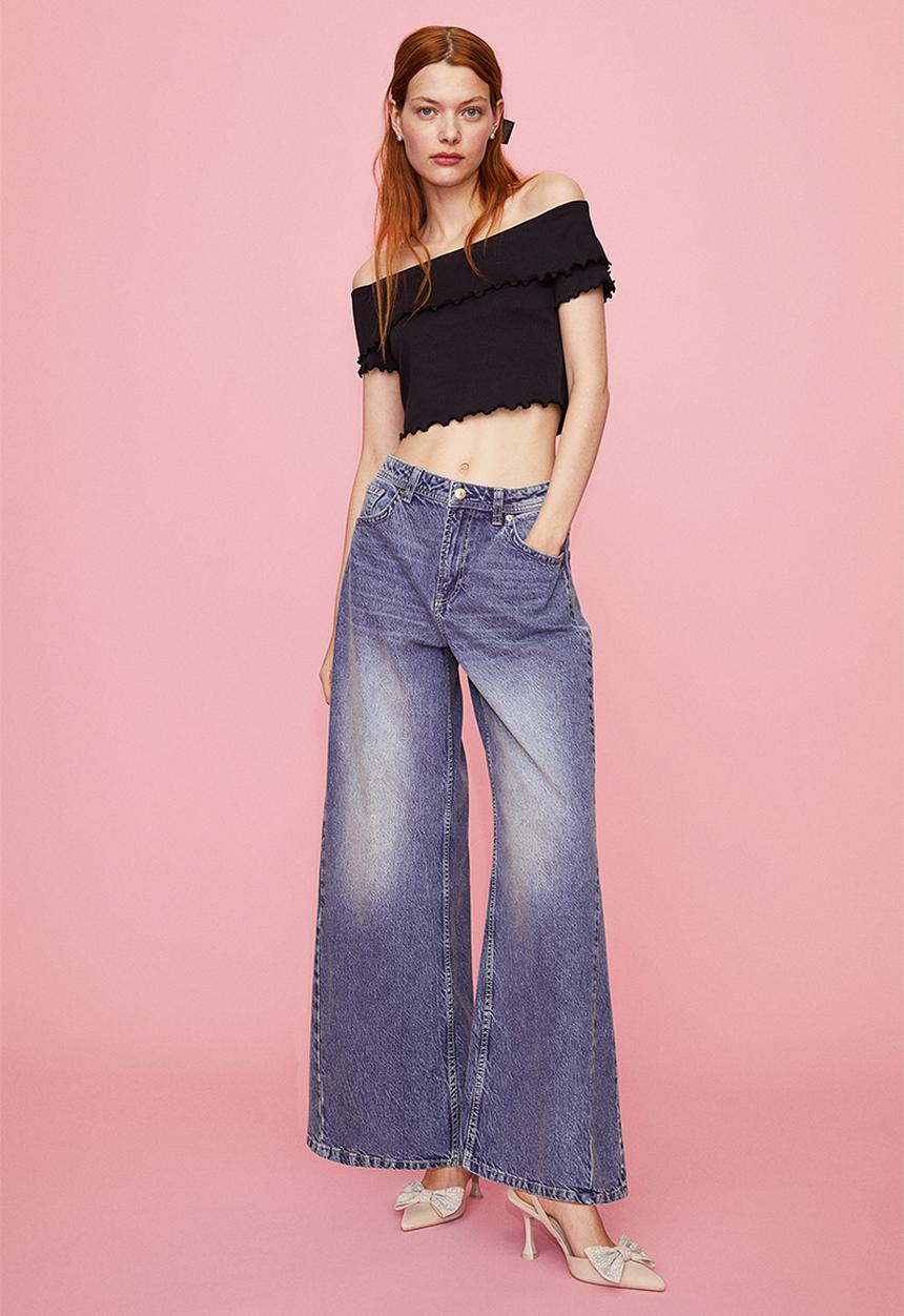 H&M - Ribbed off-the-shoulder top - black