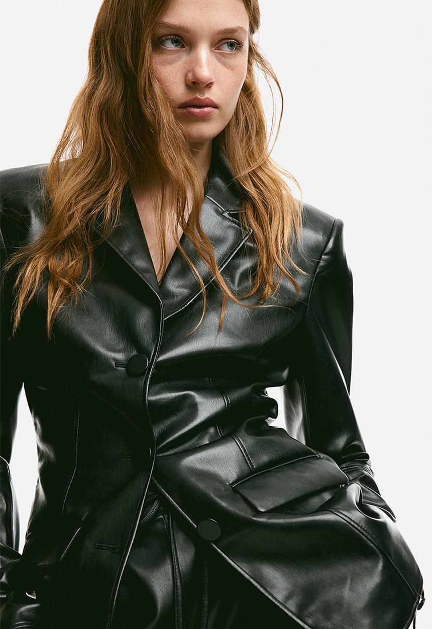 H&M - Coated blazer - black